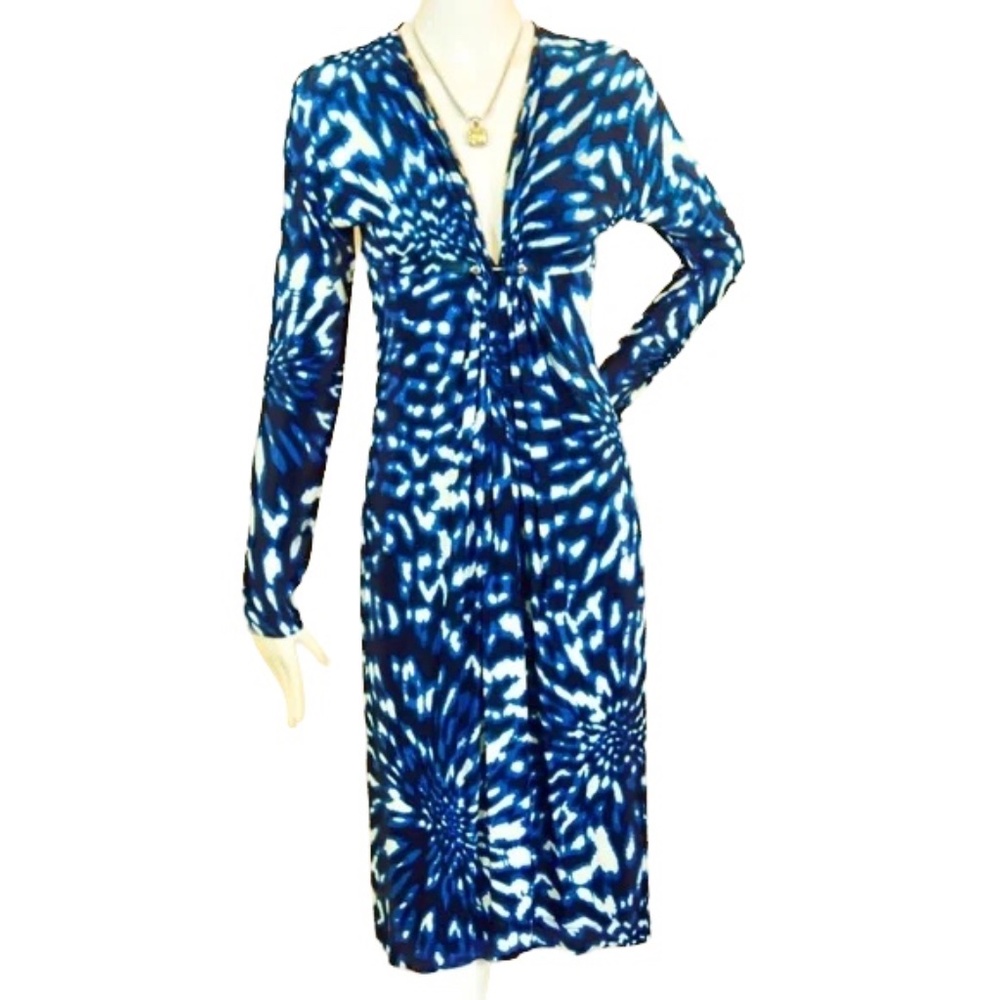Roberto Cavalli Just Cavalli Blue Psychedelic Print Dress EU 40 Bodycon 🇮🇹 - Picture 5 of 13